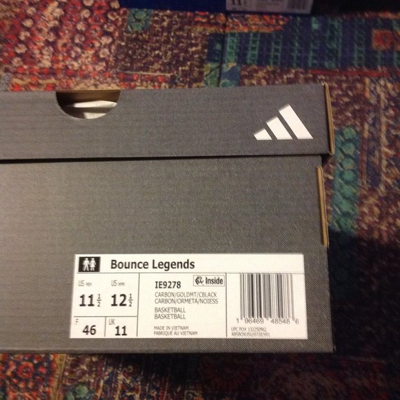Adidas Men's Bounce Legends Black & Gold Basketball Sneakers- 11.5 - New in Box - Picture 10 of 11